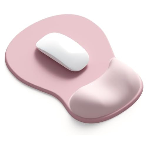 Ergonomic Mouse Pad with Gel Wrist Support, Comfortable Wrist Rest Mousepad with Non-Slip PU Base for Pain Relief, Desk, Home & Office, Pink Serenity - color: Pink Serenity