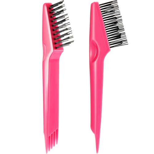 Yaomiao 2 Pcs Hair Brush Cleaner Tool 2-in-1, Pink Hairbrush Cleaner for Removing Hair Dust, Mini Comb for Removing Dirt, Home Salon Use - color: Pink