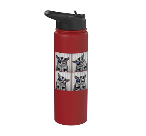 Sugar Glider 4th of July US American Flag Patriotic Stainless Steel Insulated Water Bottle - color: Red