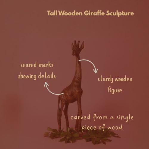 Giraffe Sculptures for Home Decor, Wooden Figurine, 18 Inch Tall - size: Giraffe