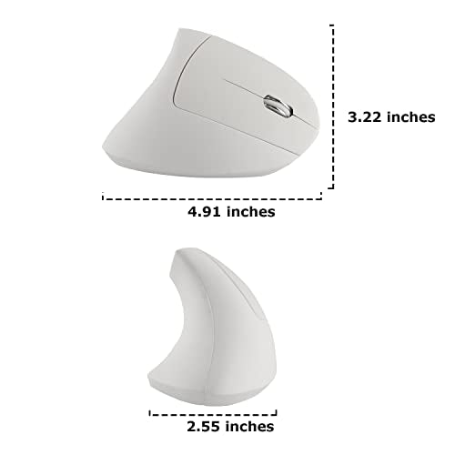 Wireless Mouse Ergonomic Vertical Ergo High Presion Optical Lightweight Cordless LED Light Cute Wireless Mice for Laptop Computer Mac Office Girl Boy Women Men Gift,800/1200/1600 DPI,6 Buttons - color: White