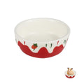 3.4oz Small Animal Food Bowl, Heavy Anti-Tipping Ceramic Pet Bowls with Strawberry Pattern, Hamster Water Bowl for Gerbils/Guinea Pigs/Reptile/Bird, Easy to Clean Hamster Bowl (Red, A) - color: Red