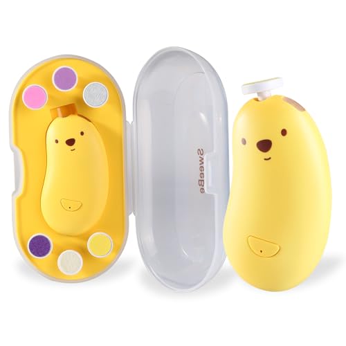 Baby Nail File Electric, Gentle Rechargeable Nail Trimmer, Baby Nail Clippers Grooming Kit Manicure Set for Infant Toddler or Adults, 6 Grinding Head Replacement Pads Yellow - color: Yellow