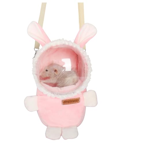 Sugar Glider Bonding Pouch Bonding Pouch Carry for Rat Syrian Hamster Hedgehog Small Pocket Pets, Gerbil Travel Bag Cute Bunny-Shaped Outing Bag with Large Transparent Window（Pink） - color: Pink