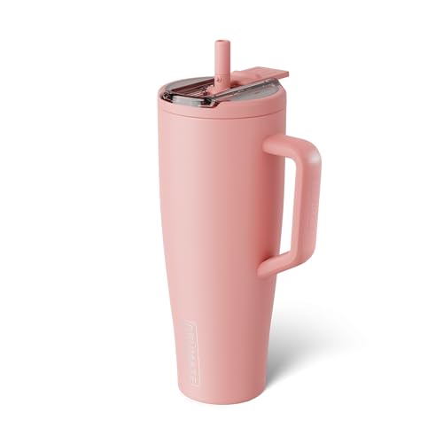 BrüMate Era Flip 40oz Tumbler with 100% Leakproof Covered Straw Lid | Hygienic Covered Straw | Insulated Stainless Steel Water Bottle with Handle | Cup Holder Friendly | BPA-Free (Guava) - color: Guava, size: 40 Ounces