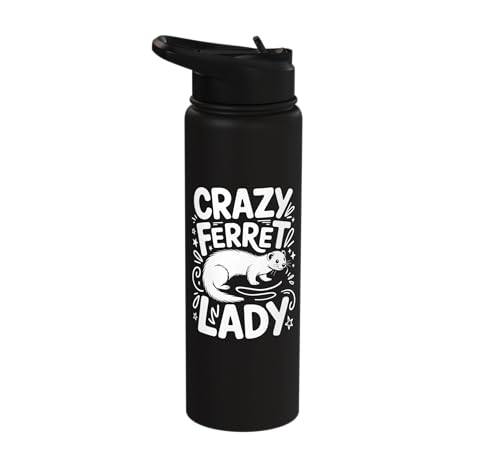 Crazy Ferret Owner Women Ferrets Stainless Steel Insulated Water Bottle - color: Black