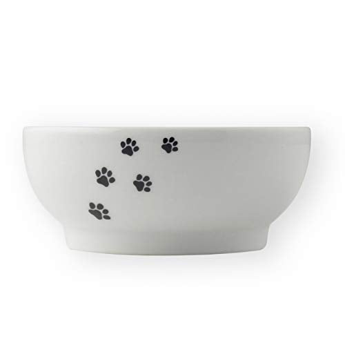 Necoichi Shallow Wide Ceramic Cat Food & Water Bowl (Paw, Basic Flat) - color: Cat-