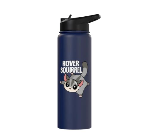 Cute Womens Girls Kids Mom Hover Squirrel Sugar Glider Lover Stainless Steel Insulated Water Bottle - color: Navy Blue
