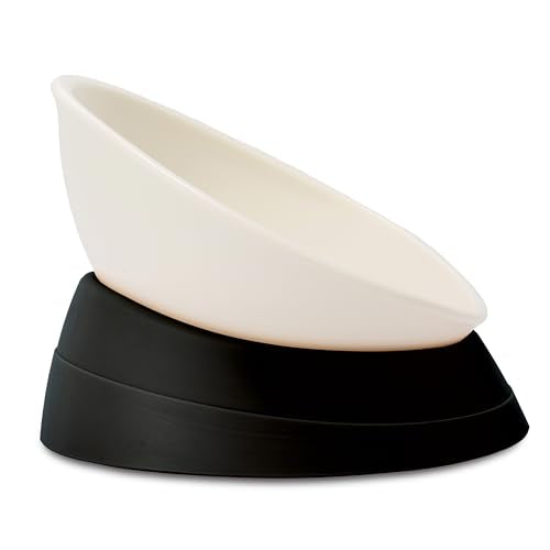 French Bulldog Food Bowl- Slanted Tilted Pug Food Water Bowl,Cat Bowl- Feeder for Frenchie/Shih Tzu/Flat Faced Small Dogs/Puppies/Cats (Black, 2 Cup) - color: Black, size: 2 Cup