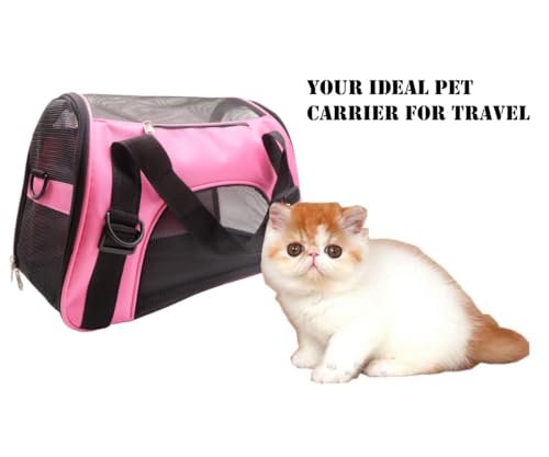 ZaneSun Cat Carrier,Soft-Sided Pet Travel Carrier for Cats,Dogs Puppy Comfort Portable Foldable Pet Bag Airline Approved (LightPink) - color: LightPink