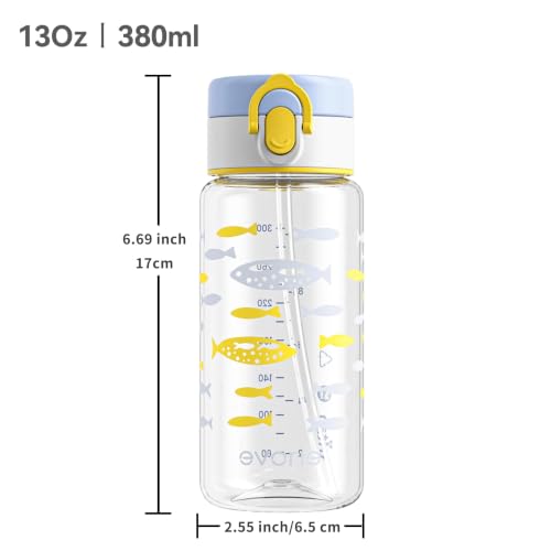 Evorie Tritan Kids Water Bottle with Straw, Leak Proof Drink Bottle,13oz | Ages 3+, BPA-Free, Dishwasher safe, Easy to clean, Lightweight and easy to carry for school and travel, Ocean Blue - color: Ocean Blue