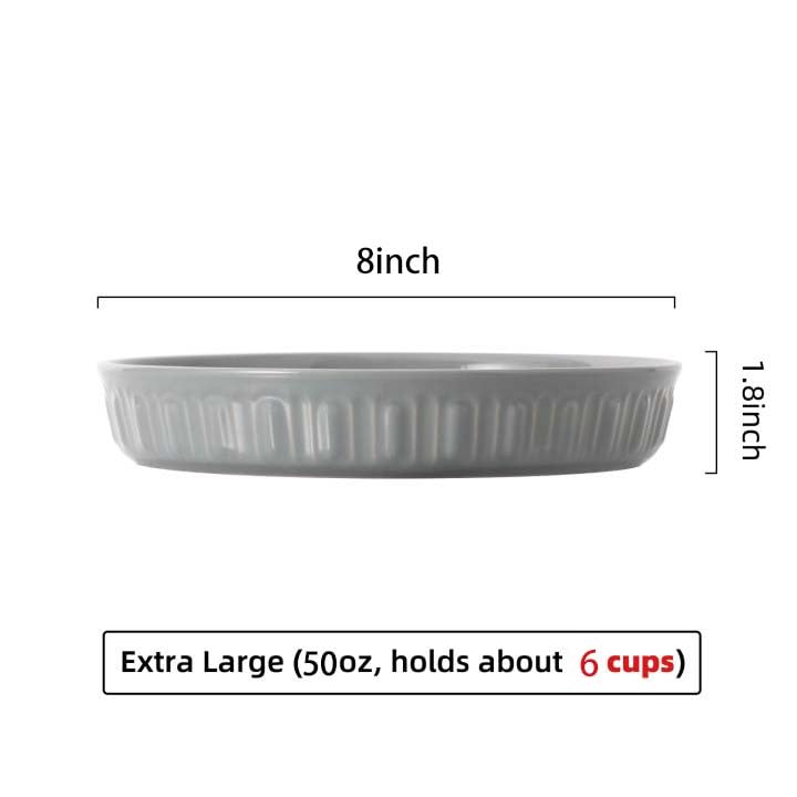 Shallow Dog Bowls, 8" Ceramic Dog Food Plate for Small and Medium Breeds, Non-Slip, Flat and Wide, Dishwasher Safe, Suitable for Puppies and Kittens (Grey) - color: Grey, size: 8 inch