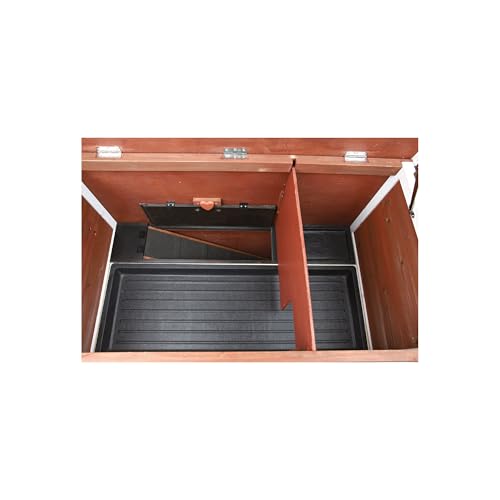 TRIXIE natura Outdoor Double Rabbit Hutch - Indoor Small Animal House, Bunny Cage with Two Sleeping & Play Areas - Includes a Non-Slip Ramp Hinged Roof & Two Pull-Out Trays - in Auburn - style: 2-Story Rabbit Hutch, Brown/White
