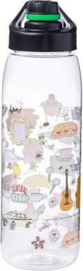Silver Buffalo FRIENDS Central Perk Doodles Quotes, Water Bottle, 28oz | TV Show, Iconic Frame and Chick and Duck, Yellow, Joey Doesn't Share Food, How You Doin, Includes Screw Top Lid, Picture - color: Friends Iconic Doodles, size: 28 Ounces
