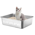 Extra Large Stainless Steel Cat Litter Box, 23.6"x15.7"x6" | Non-Sticky, Smooth Metal Litter Box for Indoor Cats, Leak-Proof, Easy to Clean, Non-Slip, High Sided, Easy Entry - size: 23.6”x15.8”x6”