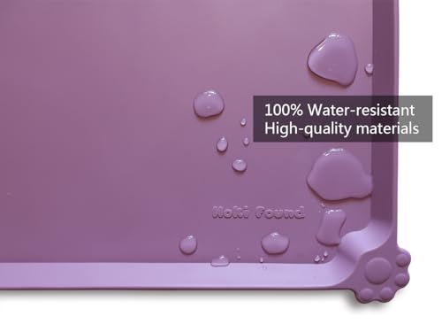 Hoki Found L Silicone Pet Food Mats Tray with Higher Lips- Non Slip Dog Cat Bowl Mats Placemat - Pet Feeding Mat - Waterproof Dog Cat Food Mats -Pet Water Mats for Carpet -Amethyst - color: Amethyst, size: 22" x 14"