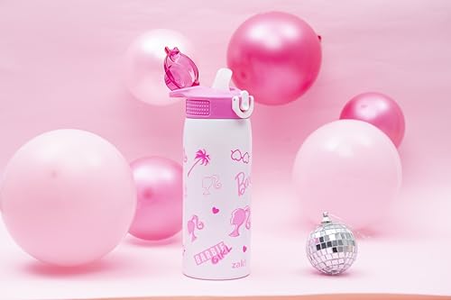 Zak Designs Barbie Sage 19oz Leak-Proof Straw Kids Water Bottle | BPA Free, Insulated Stainless Steel, Cupholder Friendly, Dishwasher Safe, Lid Lock, Handle, For School, Home, Travel, Outdoor - color: Barbie (Sage)