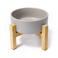 Elevated Ceramic Cat Bowl - Cat Food Bowl with Bamboo Stand - Raised Dog Dish for Puppies - Anti Vomiting, Stress Free - 13.5 oz / 400 ml - Grey - color: Grey, size: Small