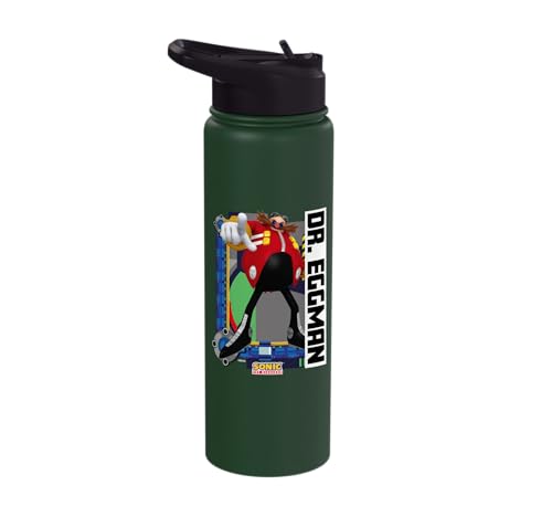 Sonic the Hedgehog - In the Zone - Dr. Eggman Stainless Steel Insulated Water Bottle - color: Dark Green