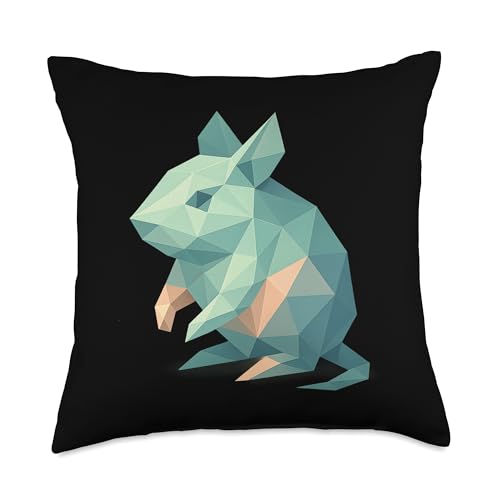 Low Poly Degu Geometric Modern Style Throw Pillow - size: 18x18