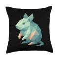 Low Poly Degu Geometric Modern Style Throw Pillow - size: 18x18