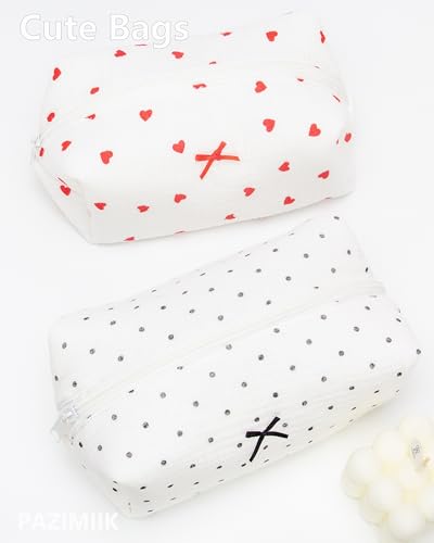 PAZIMIIK Cozy Makeup Bag for Women,Zipper Cosmetic Pouch,Gauze Heart | Soft Cosmetic Organizer for Makeup,Skincare,Toiletries,Daily Beauty Essentials,Purse,On-the-Go,Bridesmaid Gifts - color: Gauze Heart
