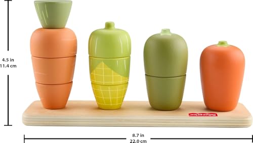 Fisher-Price Wood Toddler Toy Veggie Stacker, Tiny Garden Wooden Sorting & Stacking Activity for Preschool Kids Ages 18+ Months - style: Veggies