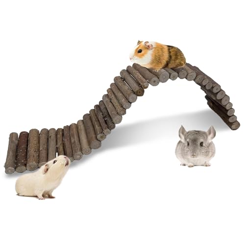 Hamiledyi Hamster Bridge Wood Hamster Climbing Ladder Rat Ladder Bridge Small Animals Cage Accessories for Dwarf Syrian Hamster Mice Gerbils Sugar Glider Rat (21.7×3.5IN) - size: 21.7" × 3.5" (1 pcs)