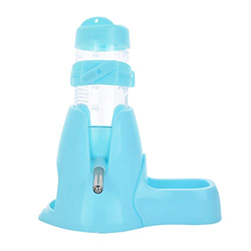 Guardians Hamster Water Bottle, Little Pet Automatic Drinking Bottle with Food Container Base Hut Hanging Water Feeding Bottles Auto Dispenser for Small Animals(80ml,Blue) - color: Blue, size: 80ml