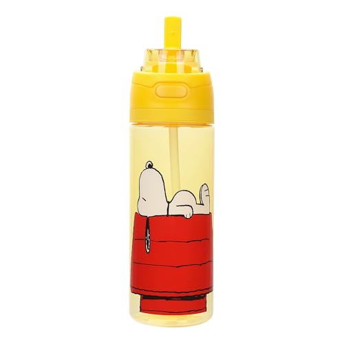 Bioworld Peanuts Snoopy Dog House Yellow 24 Oz Plastic Water Bottle With Dual Spout Lid - color: Peanuts Snoopy Dog House