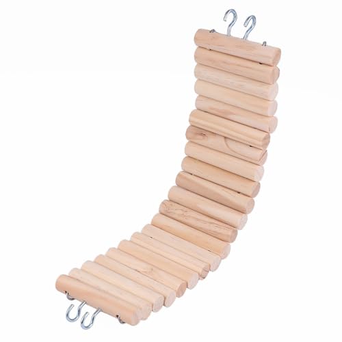 Hamster Ladder Bridge Wooden Hamster Chew Toy Small Animal Climbing Ladder for Cage Easy Hang Hooks Supports Balance and Coordination 15.74 X 2.95 X 0.39 in