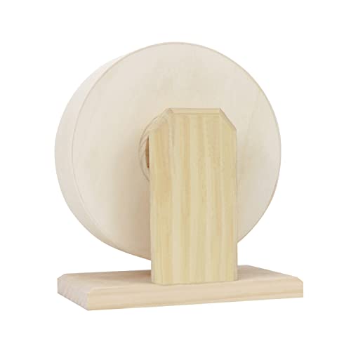 Small Pets Exercise Wheel Hamster Wooden Mute Running Spinner Wheel Play Toy for Rat Gerbil Mice Chinchillas Hedgehogs Guinea Pigs (S) - size: S
