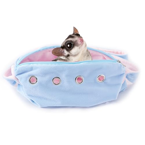 Meow&Woof Sugar Glider Bonding Pouch Bundle – Small Pet Carrier Bag Sling with Strap (Blue + Pink Set) – Critter Cuddler for Sugar Gliders, Ferrets, Rats, Hedgehogs & Hamsters – Outdoor & Travel Essen