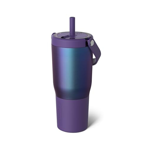 BrüMate Resa 25oz 100% Leakproof Travel Tumbler w/Handle & Straw | Flexible SoftSip Straw | Silicone Sleeve for Durability | Stainless Steel | Cup Holder & Travel Friendly Water Bottle (Dark Aura) - color: Dark Aura, size: 25 oz