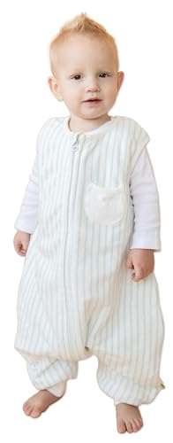 Dreamsuit Walker Toddler Sleep Sack with Feet and Legs, 3T-4T | 70% Rayon Made from Bamboo, 30% Organic Cotton, 0.8 TOG Summer, 2-Way Zipper, Buttery Soft Wearable Blanket, Cactus - color: (1.5 Tog) Stripes, size: 3-4T