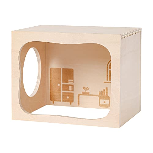 Hamster Hideout Wooden House Chamber Small Animals Pets Tunnel Exploring Toys Secret Peep Shed for Dwarf Hamsters, Syrian Hamsters, Gerbils, Hedgehogs, Rats, Mice (Study Room)