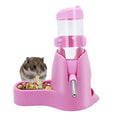 Wontee 3 in 1 Hamster Water Bottle with Food Bowl Hideout Base, 80ML, Pink | Water dispenser, food container, hideout, stable base, easy to refill, for glass tank/cage, dwarf hamster/mouse/gerbil, 2.7oz - color: Pink, size: 80ML