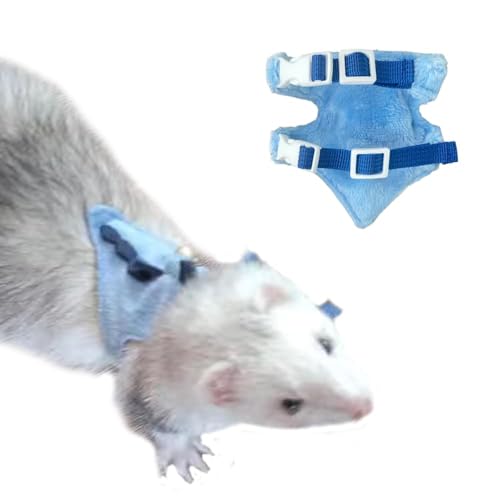 Ferret Harness and Leash Set Small Animals Vest Harness with Safe bell Dinosaur Shaped Walking clothes for Baby Rabbit Guinea pig Teacup Chihuahua Mouse and other small pet (Blue) - color: Blue