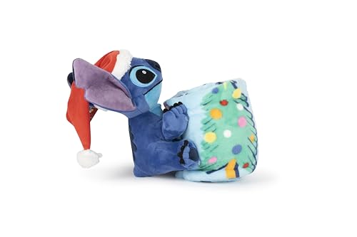 Jay Franco Kids Christmas Hugger Set – 12" Plush Pillow Buddy & 46" x 60" Fleece Throw Blanket, Ultra-Soft Bedding & Travel Set, Holiday Bedroom & Couch Décor, Blue - Stitch - color: Blue - Stitch