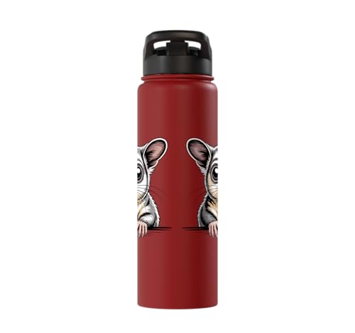 Sugar Glider Cute Peeking Marsupial Funny Animals Stainless Steel Insulated Water Bottle - color: Red
