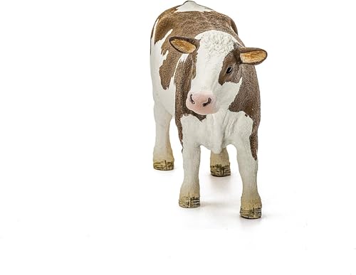 Schleich Farm World Simmental Cow Toy Figurine - Educational and Durable Farm Animal Toy Figure, Fun and Imaginative Play for Boys and Girls, Gift for Kids Ages 3+ | schleich Bauernhof Spielfigur | detailgetreue Tierfiguren | tolles Geschenk für Jungen un