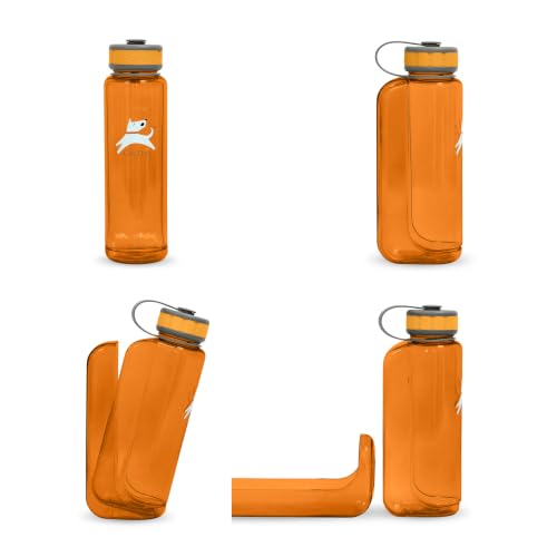 OllyDog OllyBottle | Tritan Dog Water Bottle with Detachable Bowl | BPA Free Leakproof Pet Dispenser | Hiking Travel (1L, Flame) - color: Flame, size: 1L