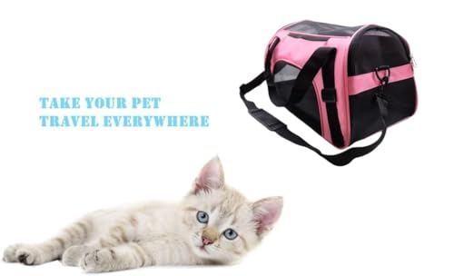 ZaneSun Cat Carrier,Soft-Sided Pet Travel Carrier for Cats,Dogs Puppy Comfort Portable Foldable Pet Bag Airline Approved (Medium-LightPink) - color: Medium-LightPink