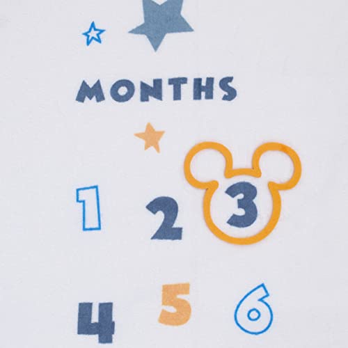 Disney Mickey Mouse White, Blue, and Orange Super Soft Milestone Baby Blanket - color: Mickey Mouse White, Blue, and Orange