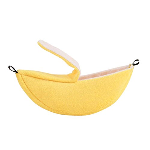 ISMARTEN Banana Bed House, Hammock for Small Animal, Warm Bed House, Cage Nest for Sugar Glider Hamster Small Bird Pet (Banana)