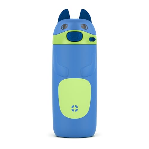 Ello Ellies 12oz Stainless Steel Leakproof Kids Water Bottle, Dog | Insulated kids water bottle with straw, leakproof locking lid, carry handle, and stainless steel fun animal design for school - color: Dog, size: 12 Ounces