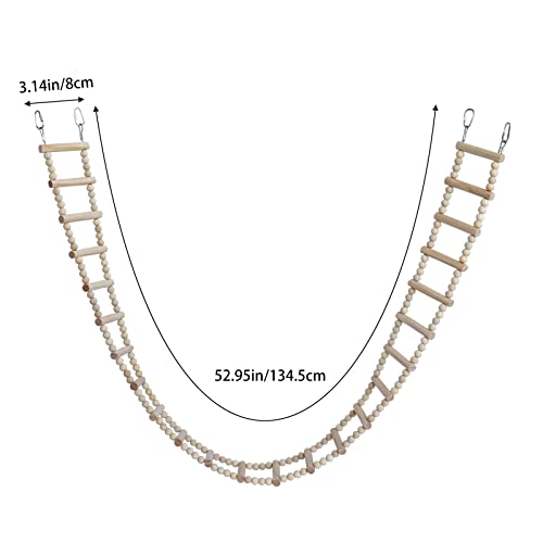 Bird Ladder Bridge, Wooden Pet Hamster Climbing & Swing Toys, Cage Accessories for Birds Rats Parrots Hamster Squirrel Sugar Gliders Parakeets Cockatiels - 24 Steps - 53 x 3.14 Inch - size: 24 Steps - 53 × 3.14 Inch