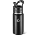 14 Oz Kids Water Bottle, Stainless Steel Water Bottle with Straws, Leak-Proof, BPA-Free, Insulated Water Bottles for School Boys & Girls|Black - color: Black