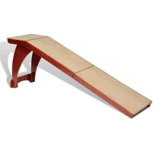 PetSafe CozyUp Bed Ramp - Supports Pets Back & Joints - High Traction Carpet Surface - Furniture-Grade Wood - Cherry or White Finish - Heavy Duty Bed Access Ramp - Cherry | Durable Wood Ramp with High-Traction Carpet Surface, for Small Dogs & Senior Dogs/