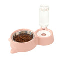 J&L VVMEET Dog Bowls, Cat Food and Water Bowl Set with Water Dispenser | Gravity Pet Feeder and Waterer Set with Detachable Stainless Steel Bowl Automatic Water Refill for Cats Dogs Puppy Rabbit - color: Pink